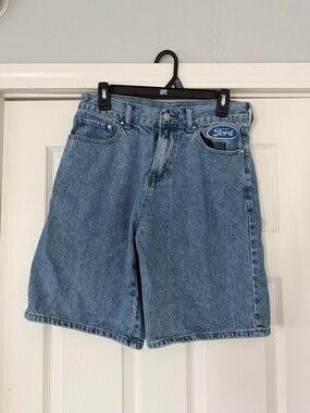 Ford Blue Denim Shorts with Logo Patch